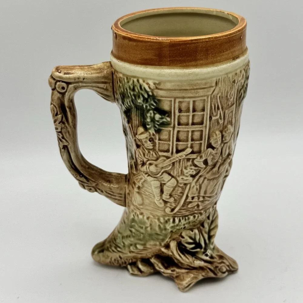 German Beer Stein Footed Ceramic Cornicopia Lieb und Lied Love and Song Japan 7